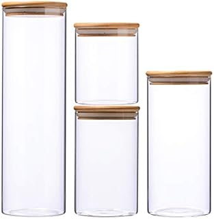 High Borosilicate Glass Cylinder Airtight Food Storage Container Canister Jar with Lid (set of 4)