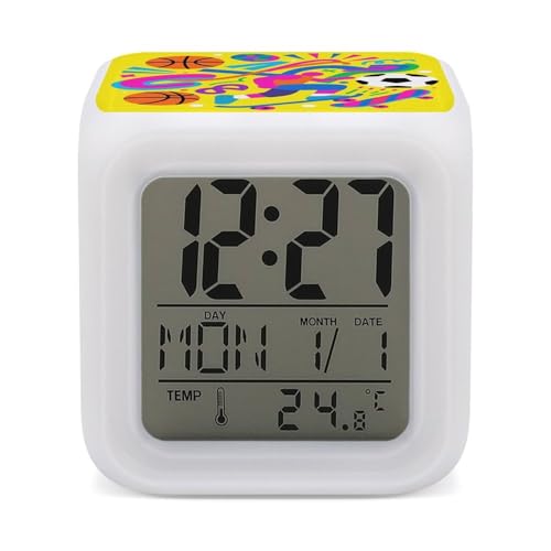 Reloj de escritorio a pilas con escena pop y luces LED para dormitorios modernos 2