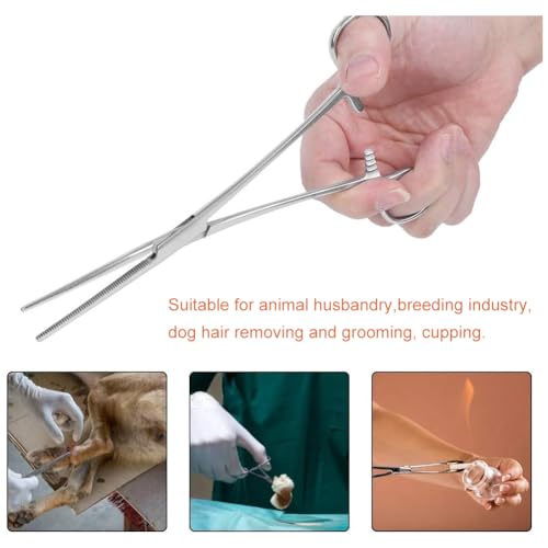 Ohrhaarpinzette für Haustiere, Edelstahl Hemostat, Haustierpinzette für Hunde und Katzen, Hemostat, Tierärztliche Zange, Haustier Puller Pinzette, Klemme mit geradem Ende, Haustier Puller Pinzette