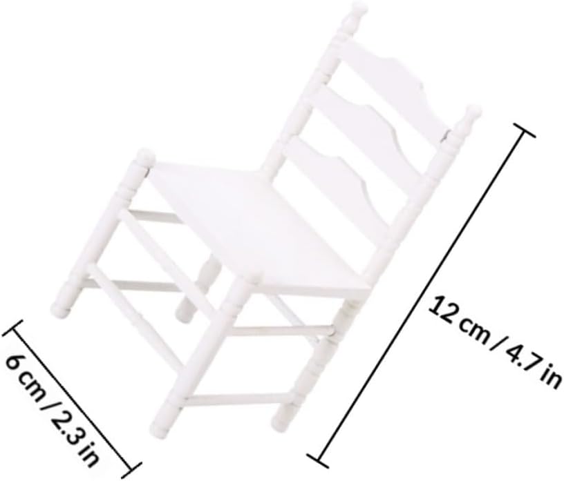Kisangel 12 Scale Miniature Furniture Decor for Dollhouse Accessories, White Small Doll Chair for DIY Mini House Craft and Landscape