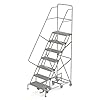 Tri-Arc KDED107242 7-Step All-Directional Steel Rolling Industrial & Warehouse Ladder with Grip Strut Tread, 24-Inch Wide Steps