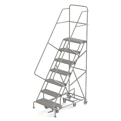 Tri-Arc KDED107242 7-Step All-Directional Steel Rolling Industrial & Warehouse Ladder with Grip Strut Tread, 24-Inch Wide Steps