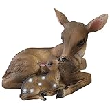 Logbuch-Verlag Dekofigur REH mit Baby 14 cm hoch – liegende Hirschfigur Mutter & Kitz – Herbstdeko aus Kunststein – Tierfigur naturgetreu