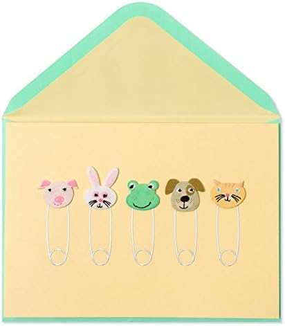 Animal Head Diaper Pins-Congratulations on Your Baby Greeting Card