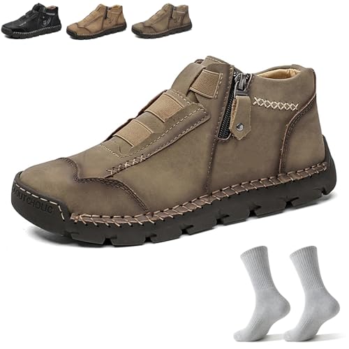 Matufit Shoes for Men,Men's Genuine Leather Waterproof Non-Slip Fashionable Orthopedic Loafers - Main Image