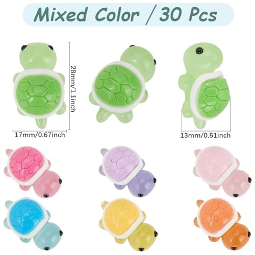 SUNNYCLUE 30Pcs Miniature Turtles Mini Glow in The Dark Figurines Resin Luminous Summer Sea Ocean Animals Tortoise Decor Figurine for Party Dollhouse Fairy Garden Micro Landscape DIY Crafts Supplies - Image 2