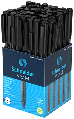 Stylos à bille Schneider Vizz noir écriture facile et rapide lot de 50