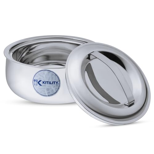 Image of Double Body Silver Stainless Steel Insulated Casserole | Keeps Food Hot & Fresh | Ideal for Home & Travel | 1 Year Warranty | Serving & Storing Roti, Rice, Gravy & Curry (3.5L)