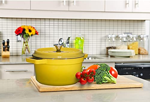 Enameled Cast Iron Dutch Oven Casserole Dish 6.5 Quart Large Loop Handles And Self Basting Condensation Ridges On Lid (Olive Green Color) #TOP3