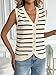 LILLUSORY Womens Vest Tops Knit Sleeveless Sweaters Button Down V Neck Casual Clothes Trendy Summer Outfits 2026 StripedApricot M