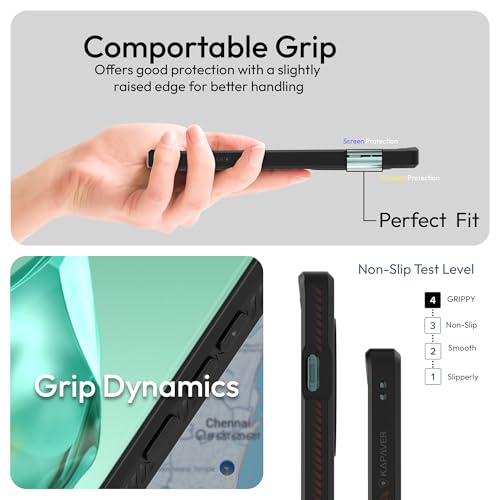 Image of KAPAVER Mag-X Back Cover Case Compatible with OnePlus 12 5G (PC+TPU) (GPS Chennai), Black