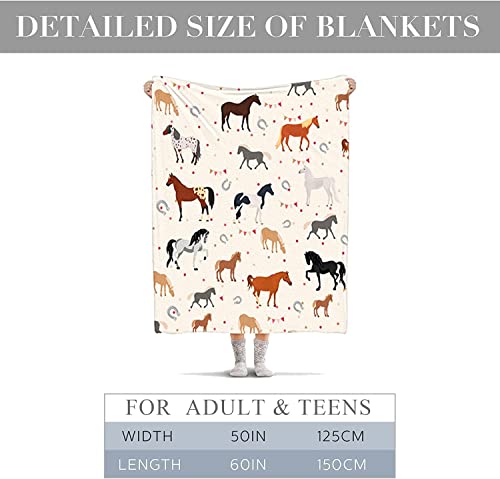 Horse Blanket, Soft Warm Fuzzy Fleece Plush Blanket 60''X50'', Smooth Cozy Flannel Throw Blanket For Bed/Couch/Office/Camping #TOP2