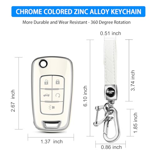 Image of QBUC for Chevy Key Fob Cover with Keychain Fit for Chevrolet Equinox Buick Camaro Cruze Malibu Impala Sonic Full Protection (Silver /White)