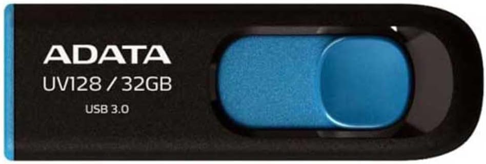 ADATA UV128 128GB USB 3.0 Retractable Capless Flash Drive, Blue (AUV128-128G-RBE)