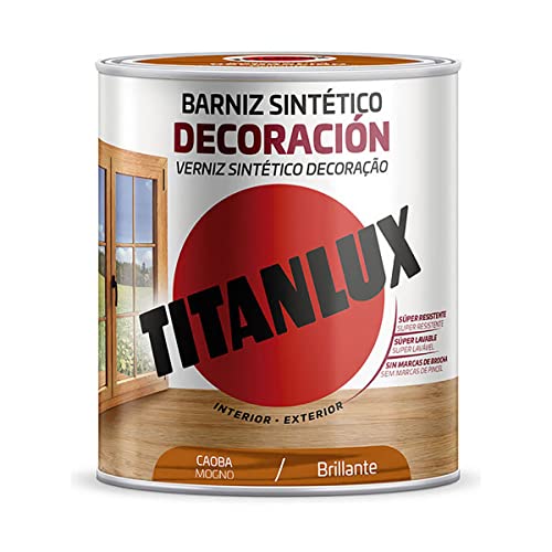 BARNIZ SINTÉTICO DECORACIÓN BRILLANTE CAOBA 750ml TITANLUX M10100434