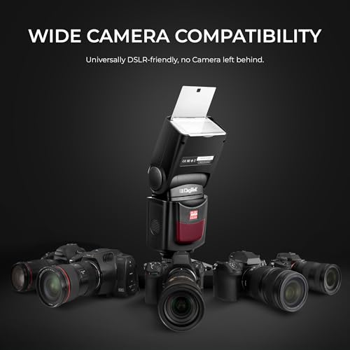 Image of Digitek (DFL 101) Electronic Flash Speedlite with Wireless Triggering, GN40, 0.1-5s Recycle Time, 0-270 Vertical Rotation, 5600K Color Temp, for Canon, Nikon, Sony, Fujifilm, Olympus DSLR Cameras