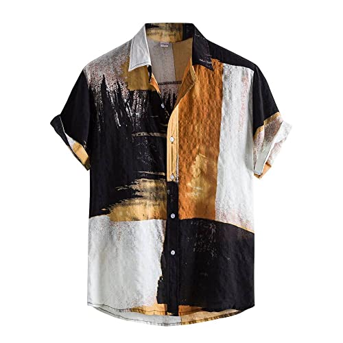 Chemise hawaïenne rétro peinte pour hommes avec boutons finitions de qualité
