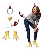 Nicky Bigs Novelties White Rooster Chicken Costume Kit Headband Tail Beak Nose Feet Costume Accessory Set