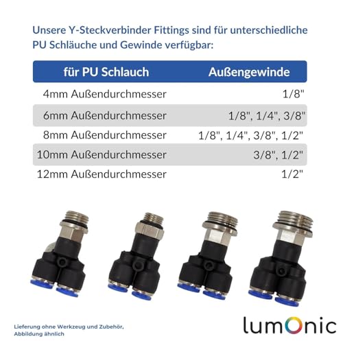 Racor en Y para manguera de neumatica de 6mm con conector push-in y pieza distribuidora 4