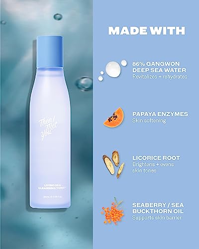 Then I Met You Living Sea Cleansing Tonic, Face Toner & Makeup Remover With Deep Sea Water, Papaya Enzymes & Licorice Root, Vegan & Clean Skincare, 6.08 Oz #TOP1