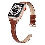 EDIMENS Leather Bands Compatible with Apple Watch 38mm 40mm 41mm Band Women Men, Slim Thin Genuine...