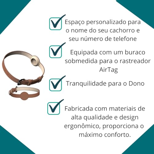 Coleira Para Rastreador AirTag Gps Cachorro Cães Pet Personalizada Com Nome E Telefone Identificação