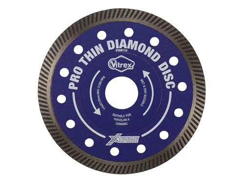 Image of Vitrex PTDD115 Diamond Blade 115mm – Heavy-Duty Tile & Stone Cutter, Precision Core Bit for Porcelain, Ceramic, Granite, Marble – Wet/Dry Use