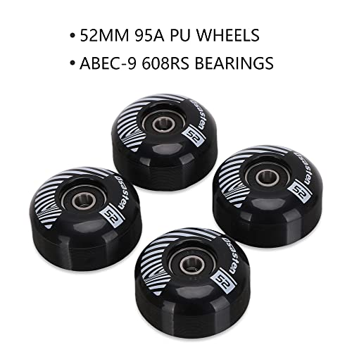 Bobikuke Skateboard Wheels and Bearings Set 52mm, Skateboard Trucks and Wheels Set (Black)