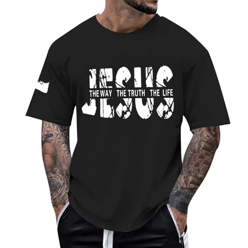 Image of Graphic Short Sleeve T-Shirts for Casual Wear and Everyday Comfort, black, XL