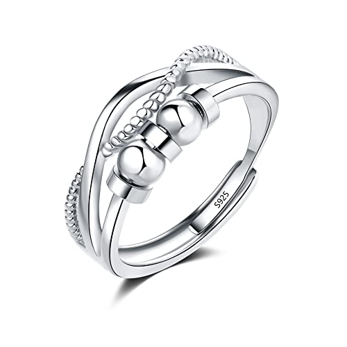 Loutade Silber Anxiety Rings, 925 Sterling Silber Damen Angst Ringe, Offen...