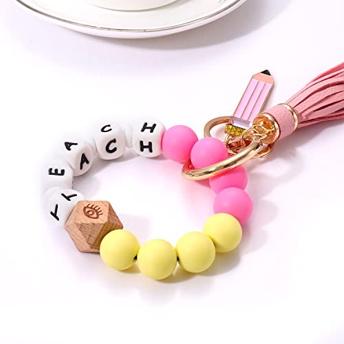 boderier Silicone Bracelet Keychain Wristlet Bangle Keyring Portable House Car Keys Ring Holder W/Tassel - Image 4