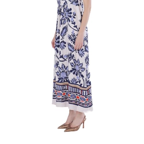 Robe longue imprimée CAFèNOIR pour femme motif fleur multicolore bleue