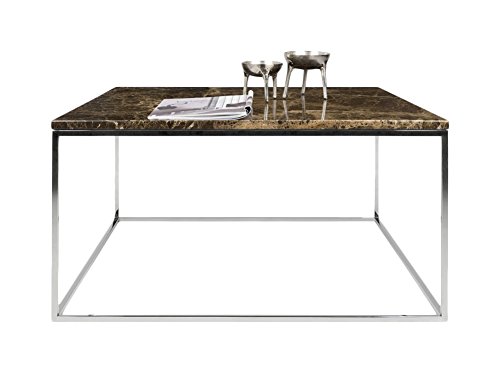 Image of APRODZ Stainless Steel Perlite Square Granite Top Coffee Table for Living Room | Center Table for Home | Brown Granite
