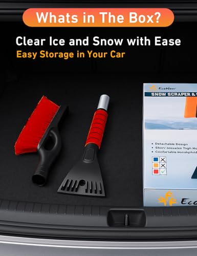 Image of EcoNour 27 inch Car Snow Brush and Ice Scraper (2 Pack) | Aluminum Snow | Scraper for Cars with Ergonomic Foam Grip | Scratch-Free Windshield Ice Scraper and Snow Remover for Cars and SUVs
