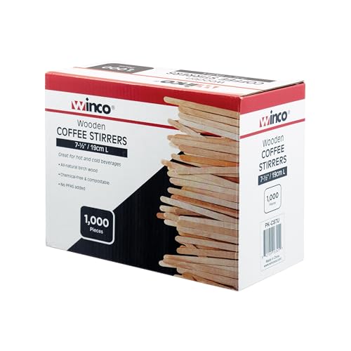 Winco 7 1/2" Coffee Wood Stirrer, L, Unwrapped, 1000/Pk (Set of 1000)
