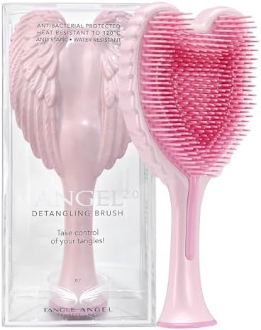 Tangle Angel Detangling Hair Brush - Anti Static Angel Wing Hair Brush with Soft & Flexible Bristle for Straight & Wavy Hair, Women Detangler Brushes for Dry & Wet Hair, Gloss Pink