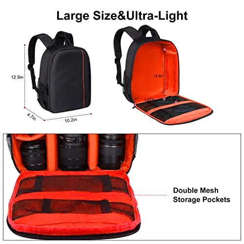 Valueqlo Camera Backpack, Dslr/Slr/Mirrorless Photographers Camera Bag, Multi-Functional Waterproof Camera Case For Women Men, With Canon/Nikon/Sony, Orange #TOP3