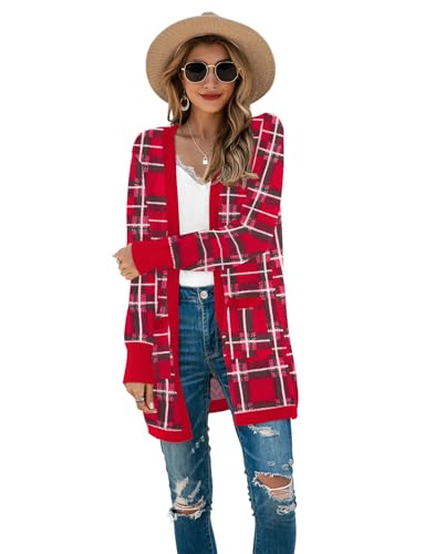 Image of TASAMO Cardigan Sweaters for Women Long Sleeve Open Front Casual Knit Fall Coat Oversized Soft Outwear with Pockets