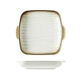 FUHAI-666 Fuente para Hornear Horno microondas, Utensilios for Hornear, tazón Ancho for Fideos, Bandeja de Horno de cerámica de Doble Oreja for el hogar Bandejas para Asar(Blanco)