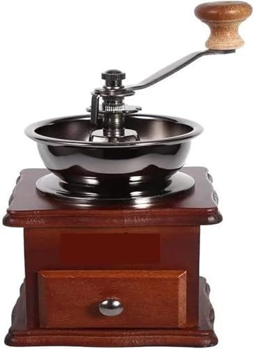 Manual Coffee and Spice Grinder,Retro Classical Coffee Bean Grinder Wooden Manul Hand Crank Coffee Maker Professional Barista Ho