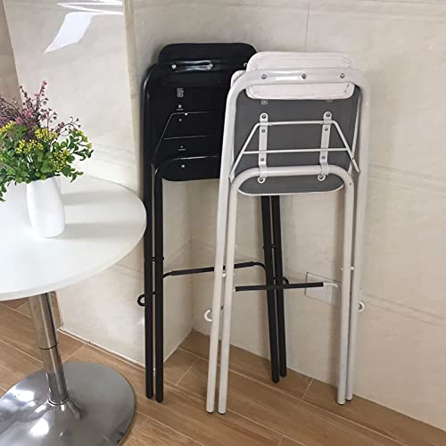 Tabouret pliant gain de place avec assise rembourrée blanche et dossier