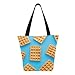 Produktbild Delicious Cartoon Dessert Food Waffel 11 × 7 × 13 Zoll maschinenwaschbare robuste Polyester-Einkaufstasche für Frauen Faltbare wiederverwendbare Einkaufstasche mit Reißverschluss zum Ei