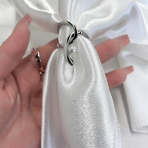 Image of Abstract Snake Silk Scarf Ring Brooch for Women Crescent Moon Ball Shawl Scarves Buckle Wrap Clasp Clip Rings Brooches Fashion Dress Accessories Jewelry