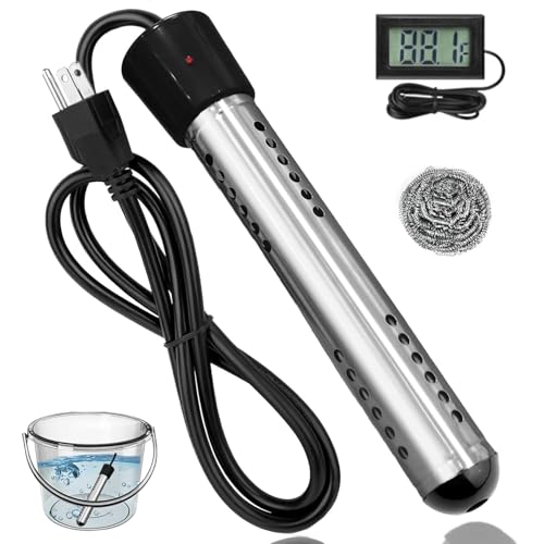 Aquecedor de Água por Imersão Portátil 1500W com Termômetro | 110V e 220V, Uso Doméstico, Para Viagens, Portátil