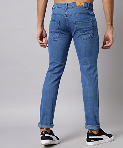 Image of STUDIO NEXX Men's Regular Fit Jeans|Stretchable Mid Rise Denim |Contrast Detailed Stitch