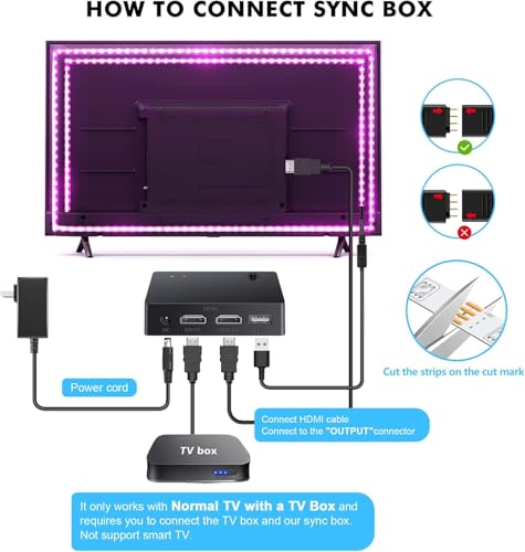 Image of Nexillumi HDMI LED Lights for TV, 32.8ft TV LED Backlight for 70-100 Inch, RGB LED Strip Lights Behind TV, APP Remote Control Music Sync TV Led Lights for Bedroom