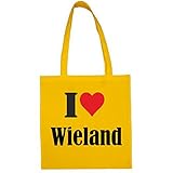 Reifen-Markt Tasche I Love Wieland Größe 38x42 Farbe Gelb Druck Schwarz