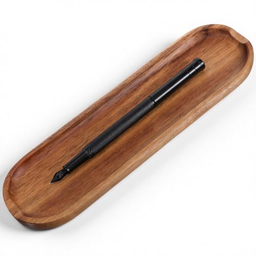 SynHHergyx Wooden Pen Tray Wood Brown Tray Pen Holder Wooden Desk Trays Desk Accessories, Minimalist Pencil Rest Suitable for Home, Office Art Accessories