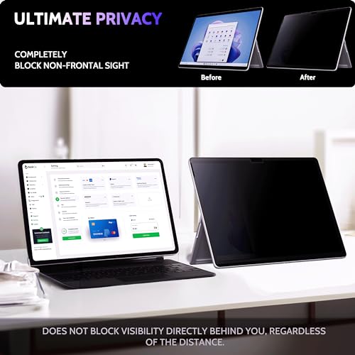 Image of Peslv Privacy Screen for 13 Inch Surface Pro 11 /10 /9 /8 /X, MagicSuction Removable Anti Spy Black Protector, Glare Blue Light Filter for Microsoft Laptop Computer Monitor