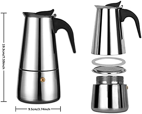 KiNeX Stovetop Espresso Maker, Italian Coffee Maker Moka Pot, 300ml/6 Cup